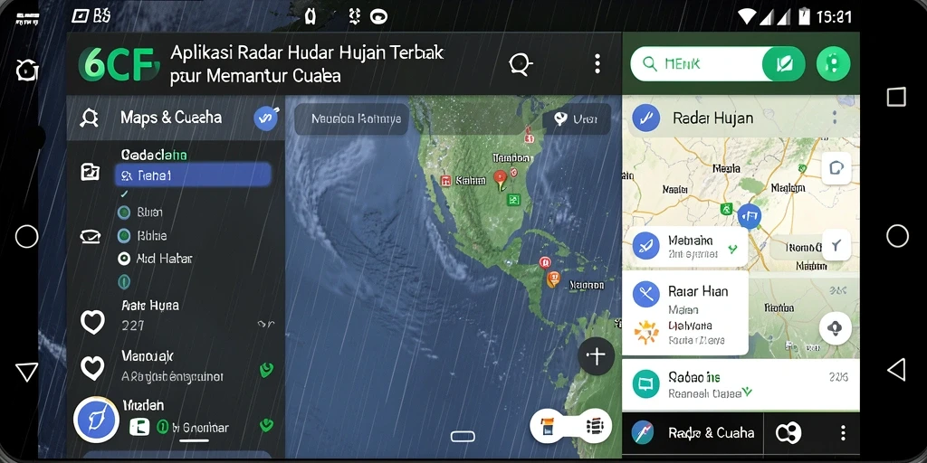 Tampilan antarmuka aplikasi 6CF dengan fitur Radar Hujan yang interaktif.