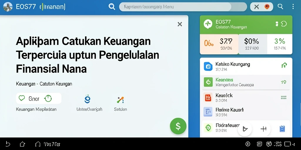 Screenshot antarmuka utama EOS77 yang menampilkan fitur Catatan Keuangan.