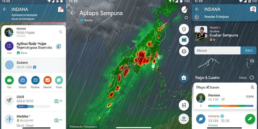 Antarmuka aplikasi INDAAA menampilkan informasi radar hujan yang jelas.