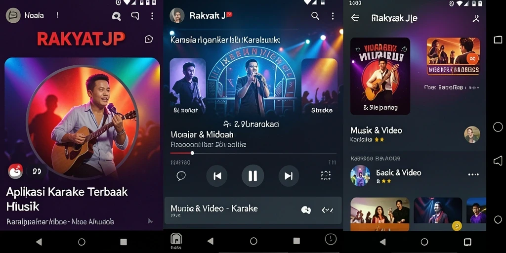 Antarmuka RAKYATJP menunjukkan fitur karaoke yang menarik.